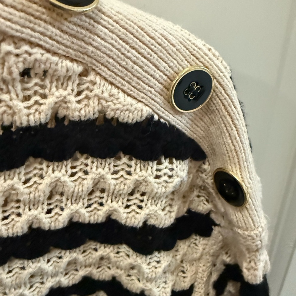 Marled Black and Cream Striped Sweater - Picture 2 of 5